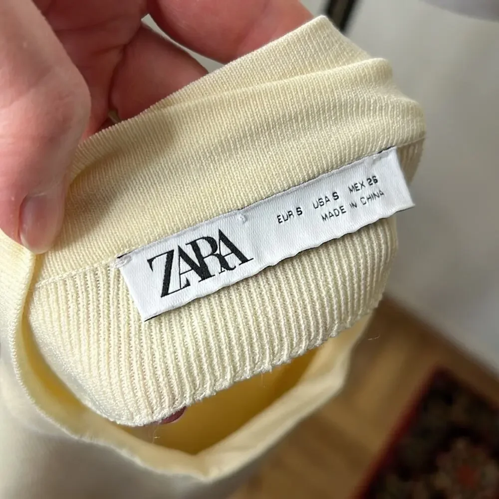 Zara Cream Knit Open Back Crop Top